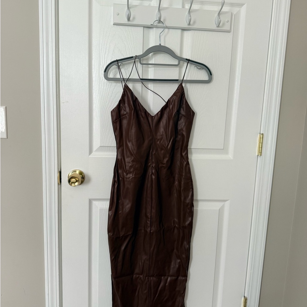 Fashion Nova Deep Brown Midi Dress